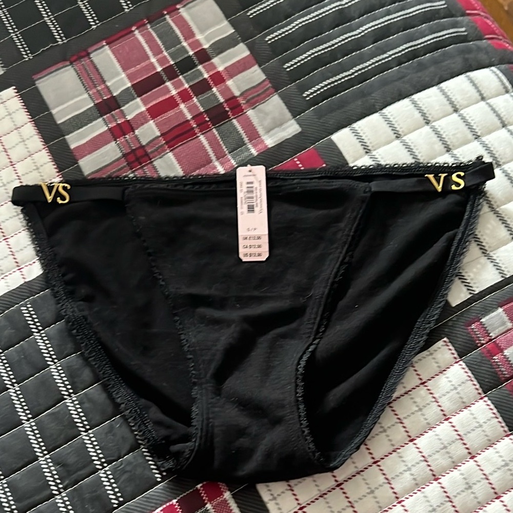 NWT PINK Victoria Secret Black Panties Size Small